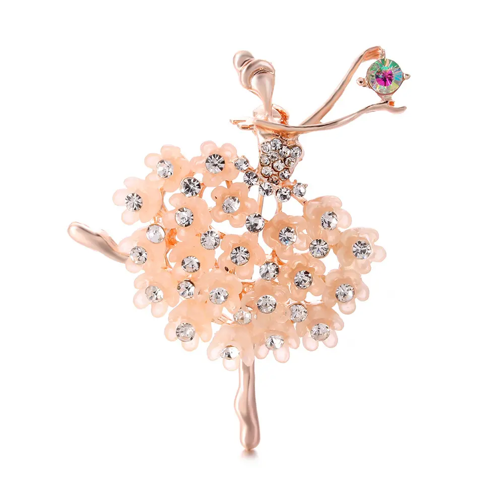 Elegante spilla di diamanti nuovo stile di metallo ballerina pin del risvolto