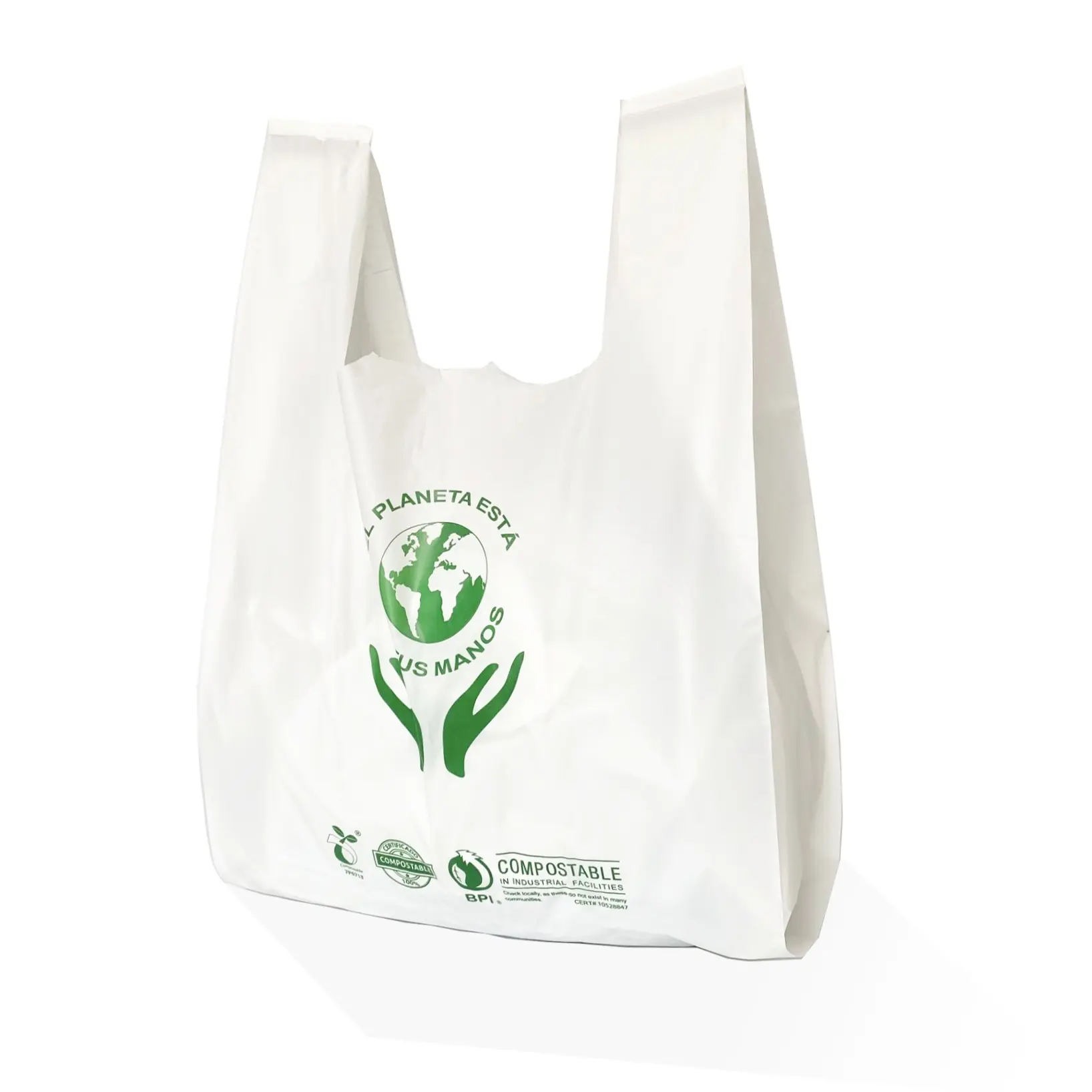 حقيبة بلاستيكية قابلة للطي والتحلل الحيوي للتسوق في المتجر الكبير للمطاعم والمتجر الكبير