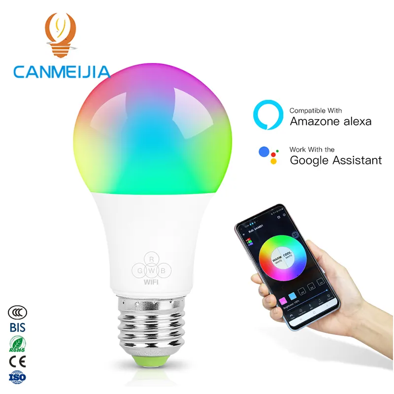 Lampe LED RGB colorée, lumière à distance musical, variable, lampe intelligente alexa/Wifi, alexa/ampoule intelligente, 110V 220V