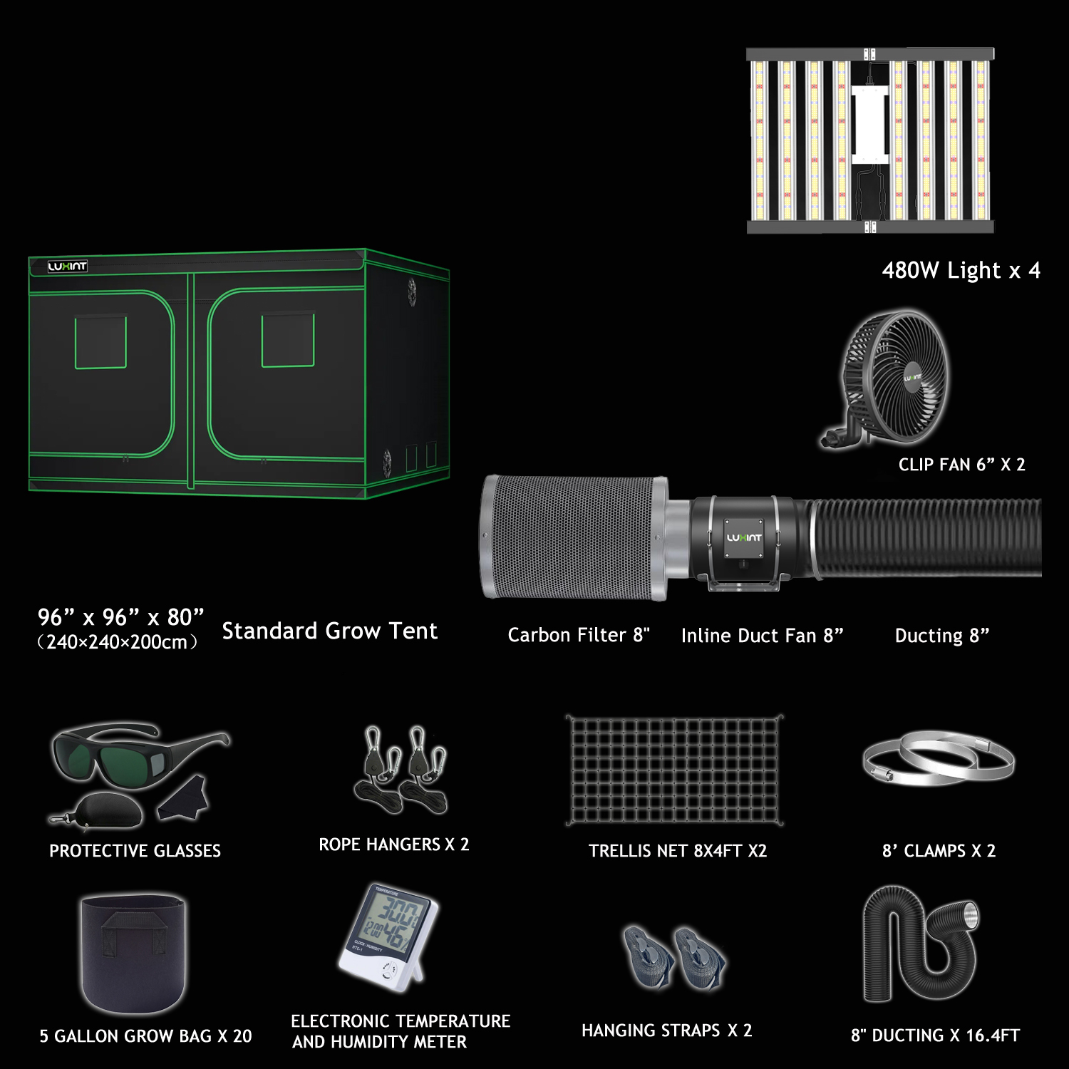 8x8ft +1920w grow light set