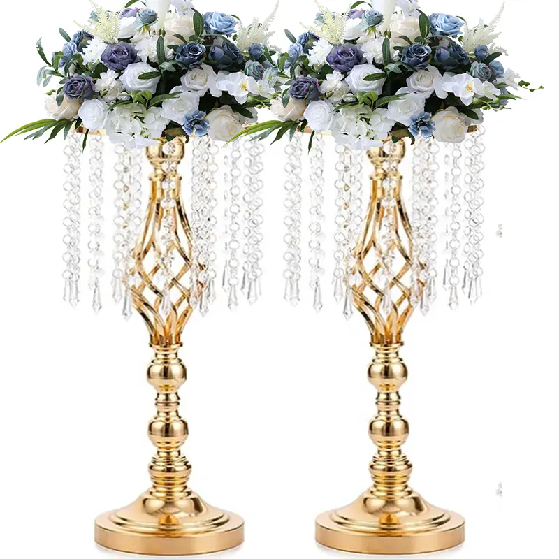 Vela de cristal alto, soporte para flores, pieza central, fiesta de eventos, recepción de bodas, pieza central, arreglos florales con cuentas de cristal
