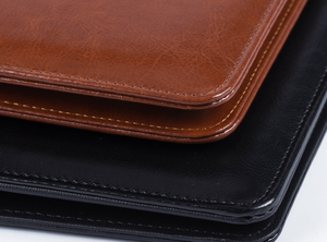 Cartella organizer con copertina in pelle PU con blocco note e calcolatrice solare agenda in pelle con fessure per carte, tasche in pelle e passante per penna - Product Image 3