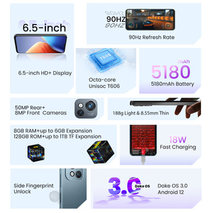 Blackview OSCAL C80 8GB 128GB 50MP kamera yan parmak izi kimliği 5180mAh 6.5 "Android 12 Unisoc T606 Octa çekirdek cep telefonu - Product Image 5