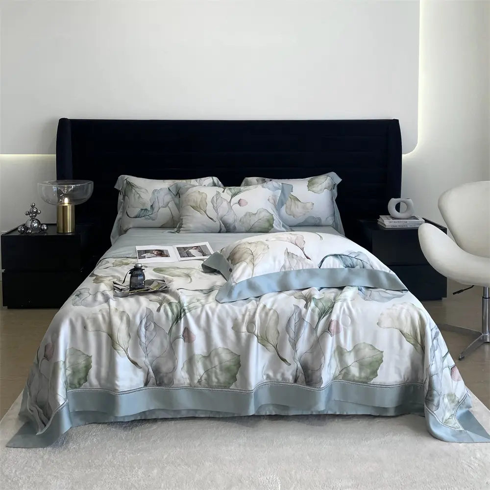 100% lenzing tencel quilt super soft plant painting quilt