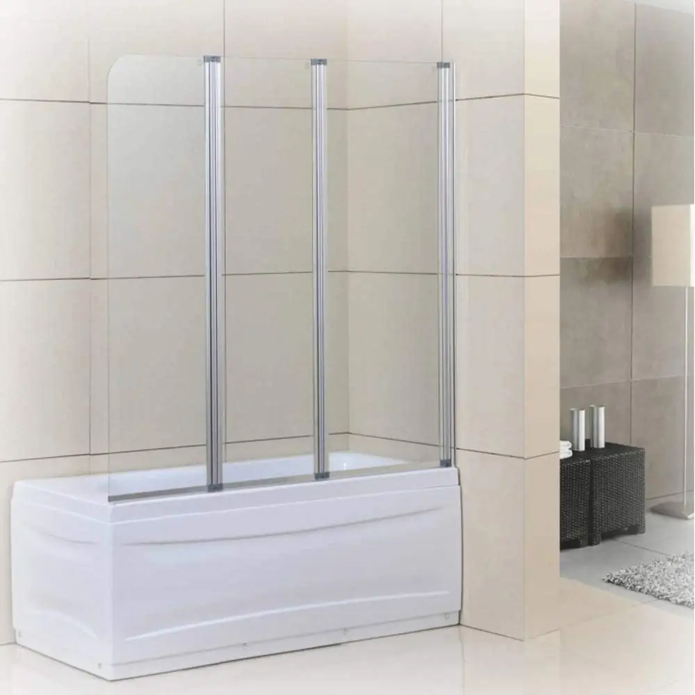 Porta de vidro inquebrável dobrável, 3 pivô, porta de chuveiro sem armação para banheira