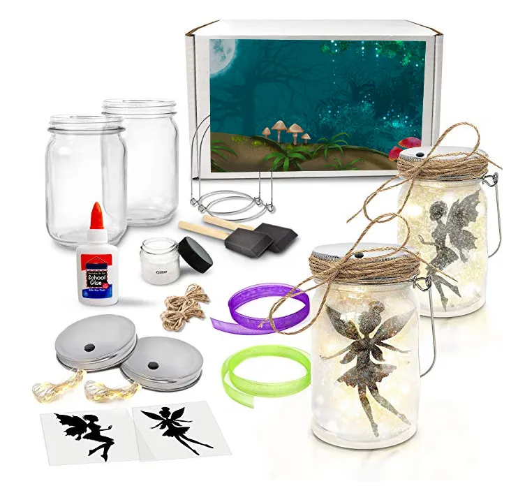 2022 Hot Koop Diy Maak Je Eigen Fee Jar Kristal Groeiende Kit Nachtlampje Lantaarn Jar Craft Kit (2 Pack)