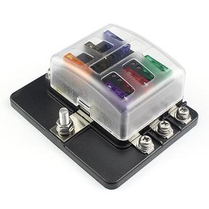 12/32V DC6ウェイ標準ヒューズブロック6回路ヒューズホルダーボックス、LED付きカーマリン用 - Product Image 1