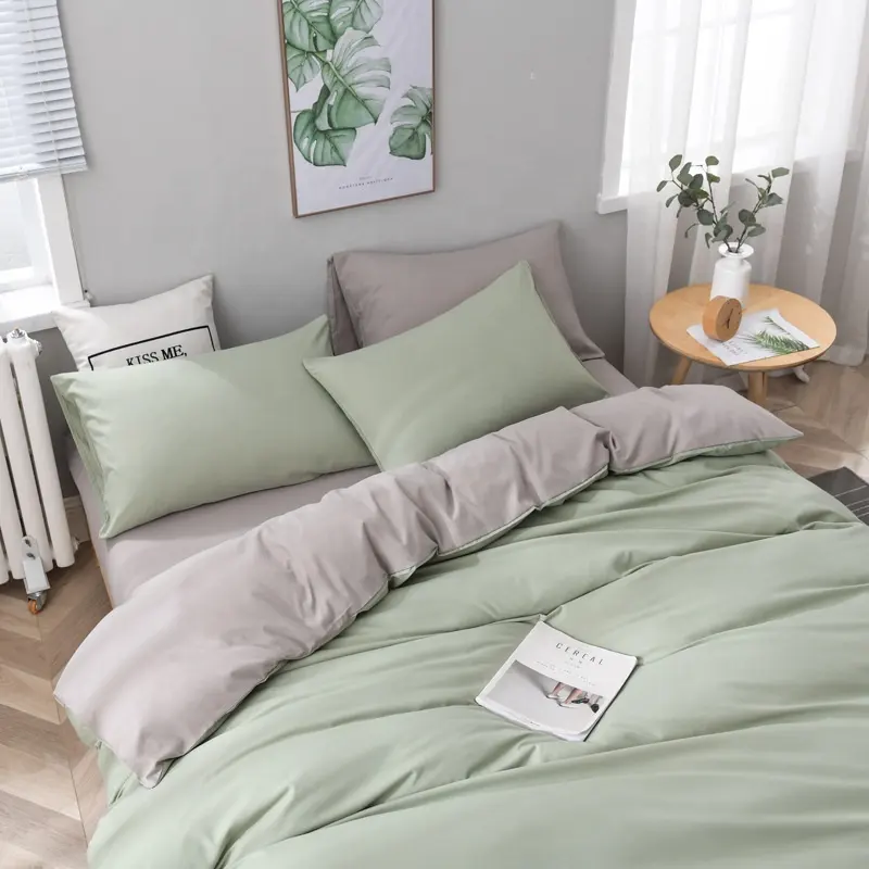 Warna Solid Amplas Set Tempat Tidur 2/3PCS Set Cover Duvet Nyaman Seprai (Tidak Ada Lembar Pas) Rumah Tekstil