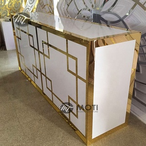 酒店家具大尺寸大圆圆形发光二极管灯金不锈钢棒活动派对台桌 - Product Image 3