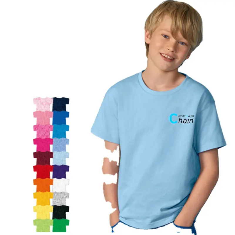 เสื้อยืดแขนสั้นสำหรับเด็ก,แขนสั้นผ้าฝ้าย100% พิมพ์โลโก้ได้ตามต้องการ
