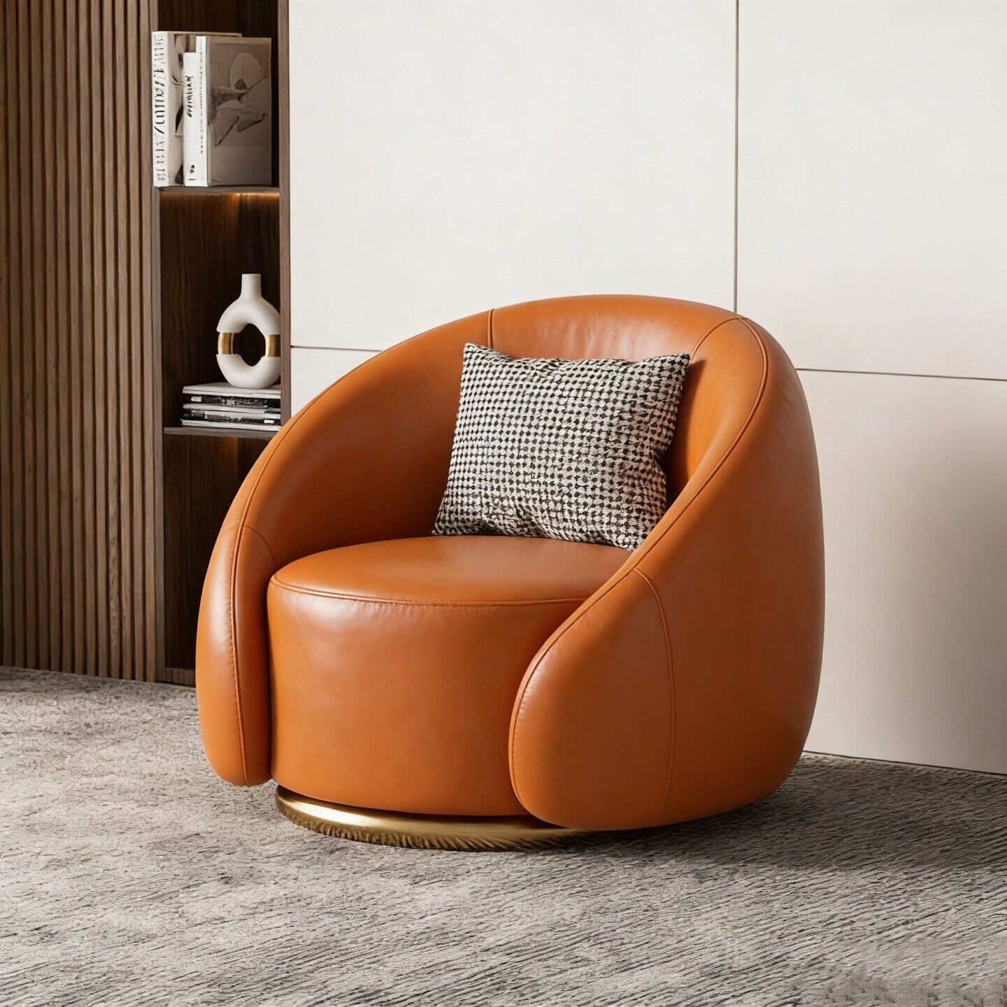 Single chair (cat scratch leather, orange)