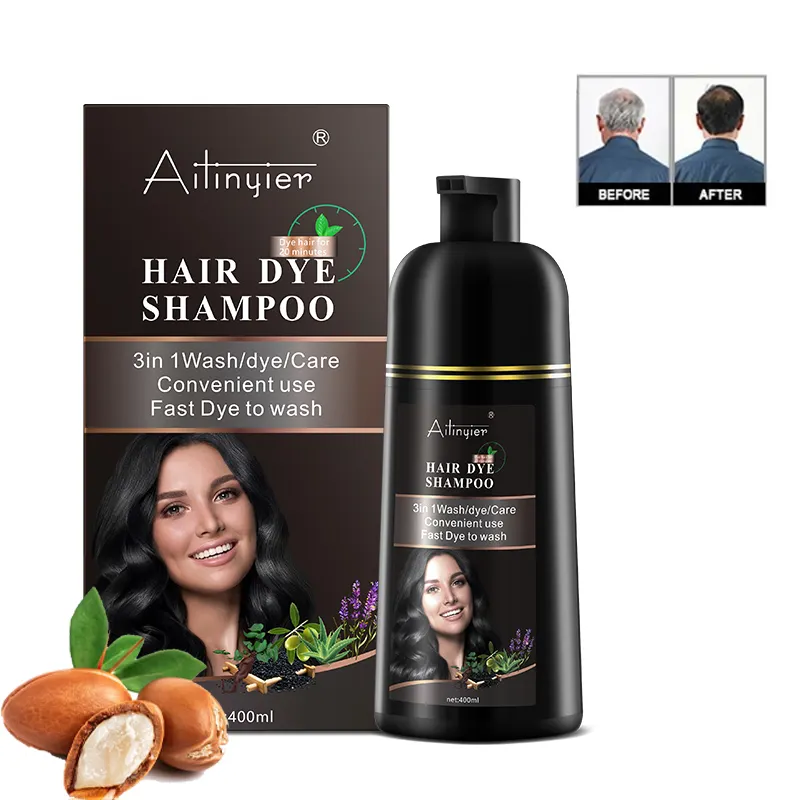 थोक अमोनिया मुक्त बाल डाई आर्गन तेल तेज काले बालों का शैम्पू लंबे स्थायी बालों का शैम्पू