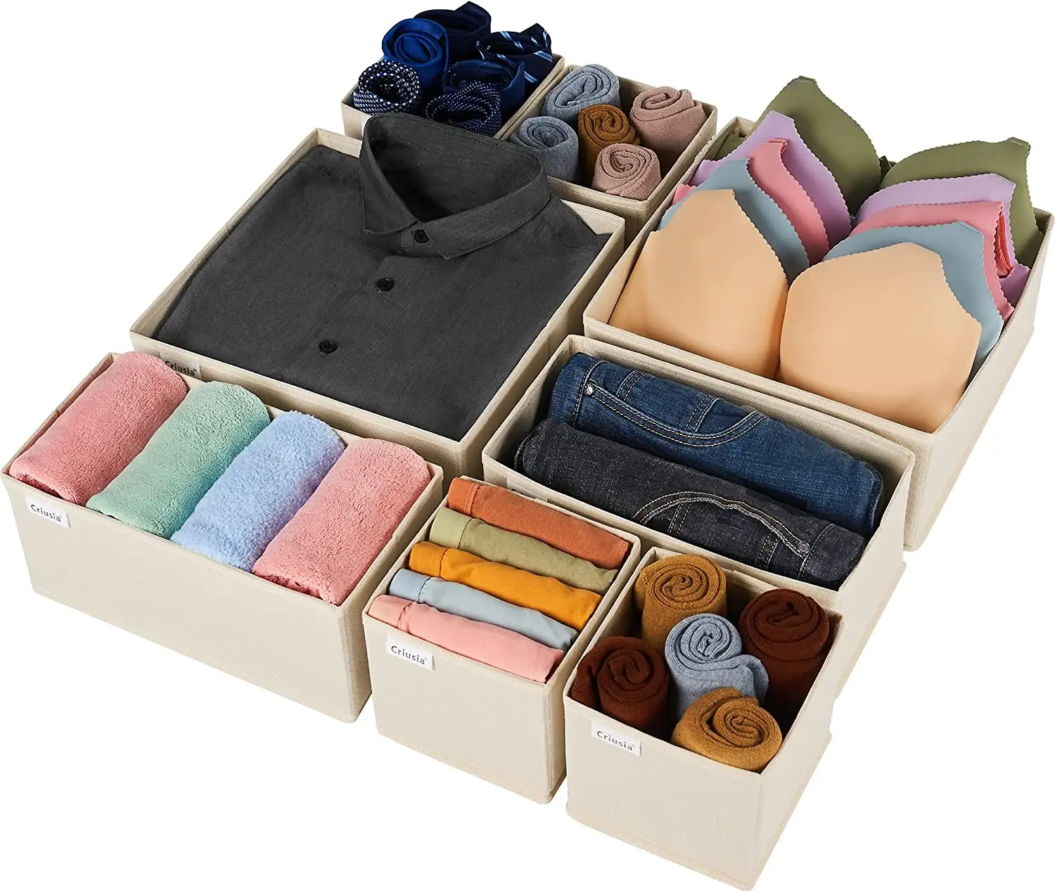 Recipientes para armazenamento e organização de armários, com 8 pacotes, para itens domésticos, incluindo sutiãs, roupas íntimas, organizador doméstico para armazenamento de armários