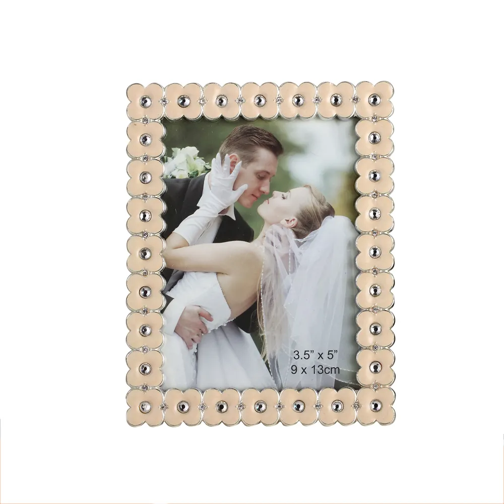 Zinc Alloy Metal Photo Frame with Flower Design