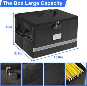 Caja organizadora de archivos de PP ignífuga portátil con tapas y cerradura, Asa organizadora de carpetas de PP A4 para organizar documentos importantes - Product Image 3