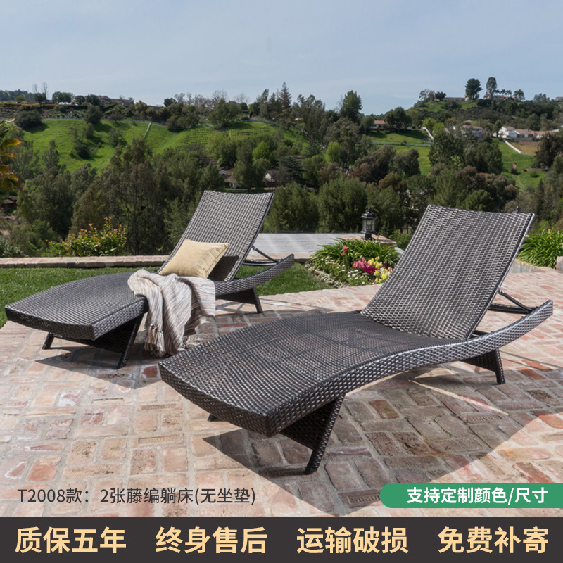 T2008 modèle 2 chaises longues en rotin - sans coussins d'assise