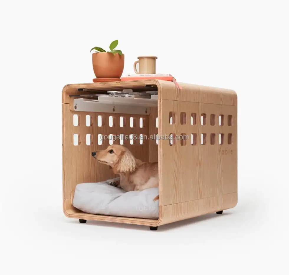 Customized Luxury Pet Furniture Wood Indoor Portable Dog Crates Factory Direct Modern Dog Crate