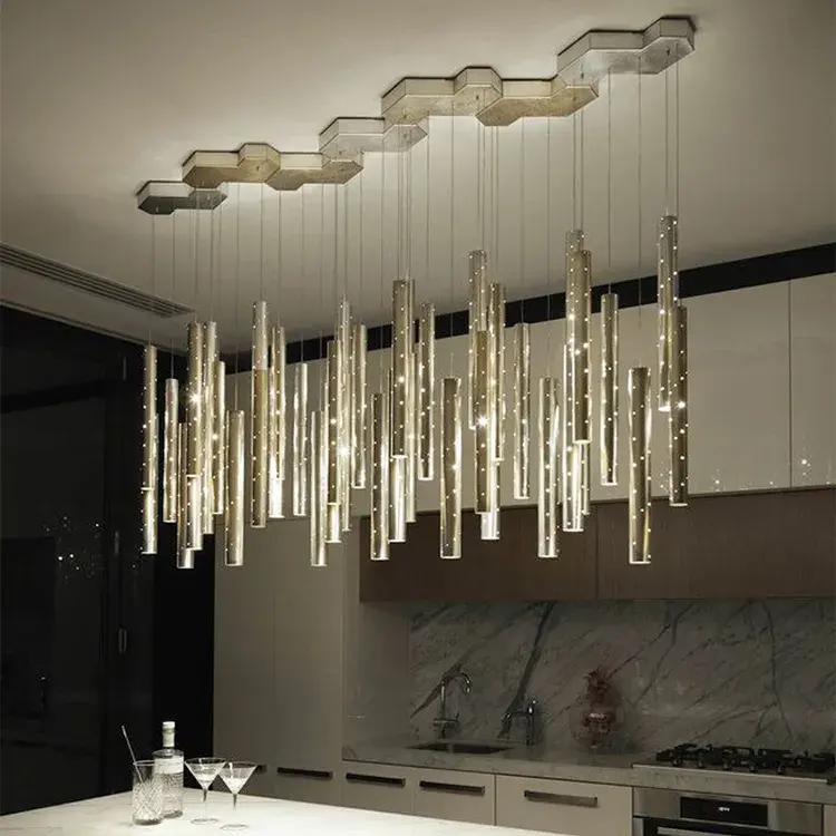 Moderne einfache Edelstahl Esszimmer Küche Lichter über Tisch Art Decora modernen Anhänger Kronleuchter