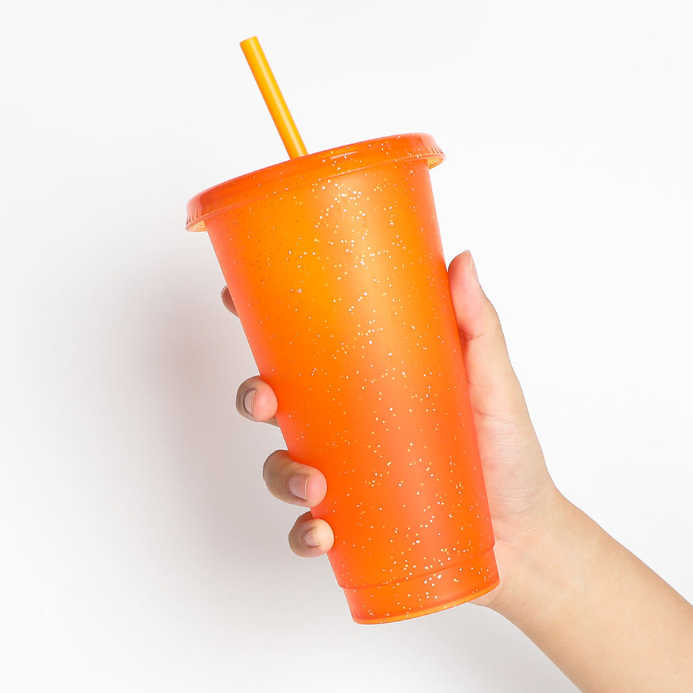 แก้วกลิตเตอร์สีส้ม (ไม่เปลี่ยนสี)