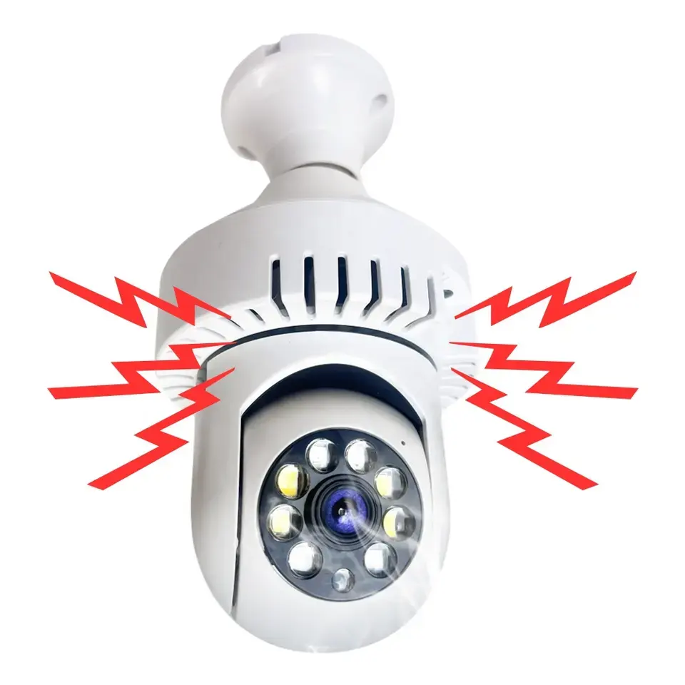 Nueva llegada 3 en 1 Full HD 1080P Versión nocturna Seguridad para el hogar WiFi PTZ Cámara Detector de alarma de humo Cámara de bombilla