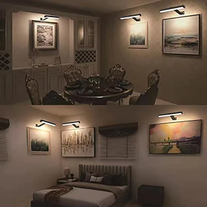 โคมไฟติดผนัง LED ชาร์จไฟได้40ซม., โคมไฟติดผนังแบบไร้สาย3สีทันสมัยฟังก์ชันจับเวลาหน่วยความจำรูปภาพแกลเลอรี่ติดผนัง - Product Image 6