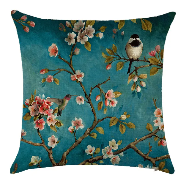 Phong Cách Trung Quốc Trang Trí Nội Thất Luxury Bird Floral In Tùy Chỉnh Cushion Cover