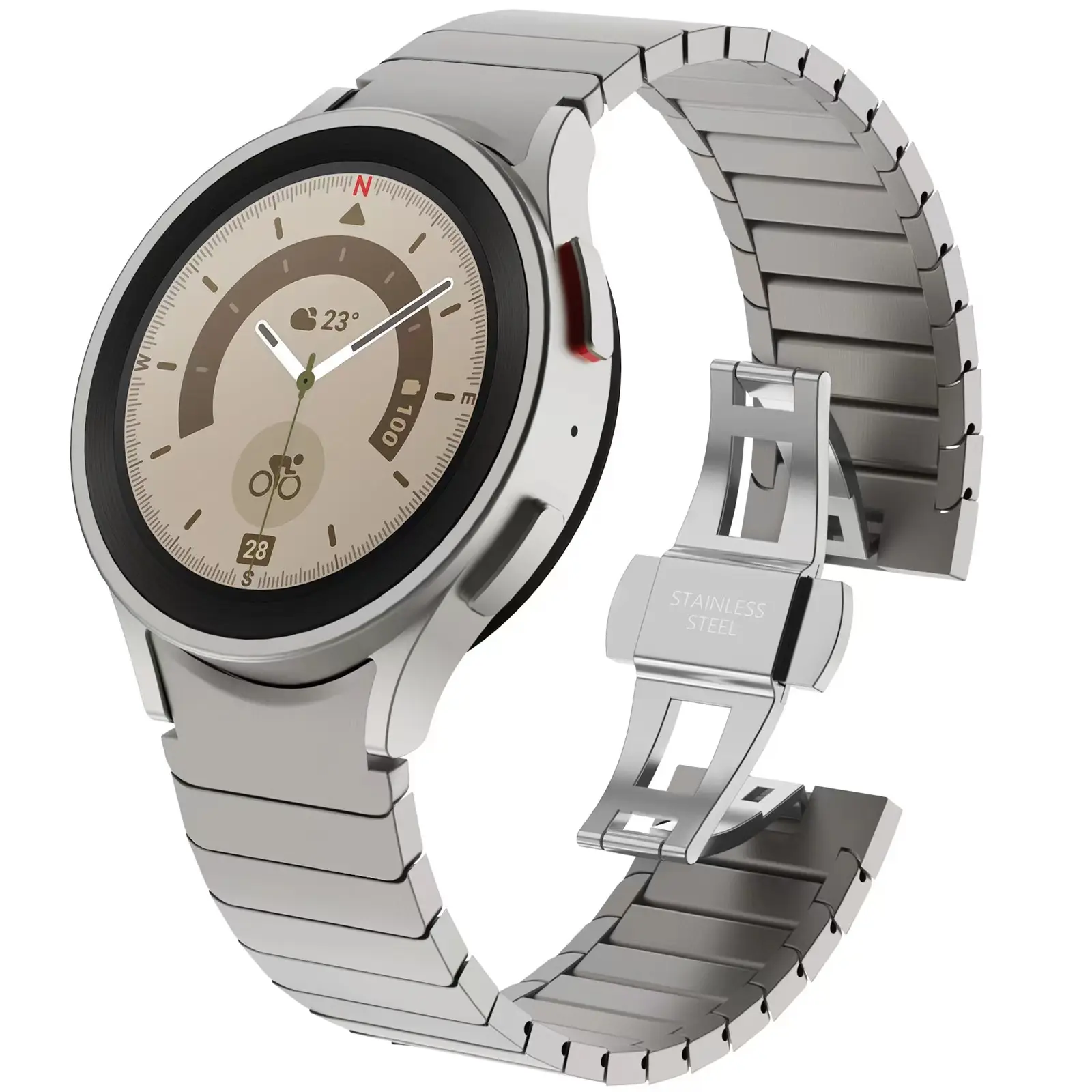 Correa de reloj de acero inoxidable para Samsung Galaxy Watch 6 5 4 316L correa de metal con hebilla de mariposa