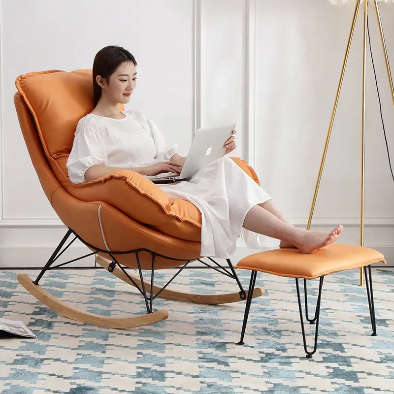 Mobili per la casa soggiorno camera da letto balcone moderno tessuto per il tempo libero reclinabile sedie a dondolo in legno per adulti