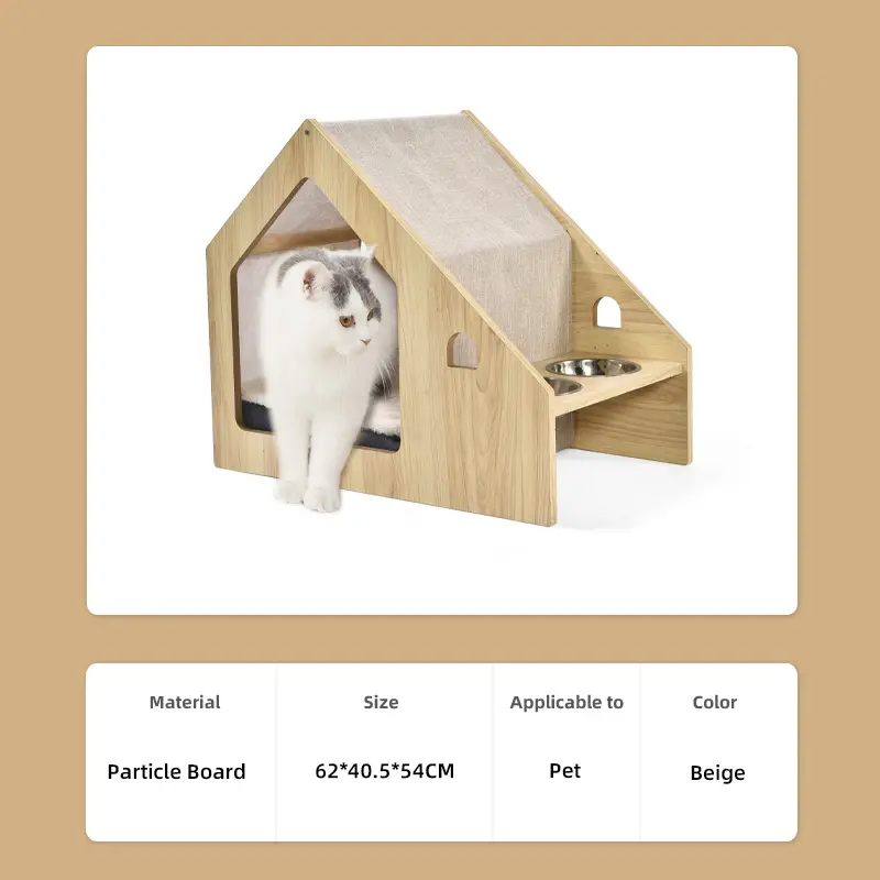 Hete Verkoop Elegante Echte Houten Kattenmeubelen Huis Buiten Hout Hond Bed Nest Warme Kat Grot House
