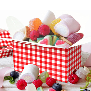 7791 Easy to Fold <strong>Gingham</strong> Pattern Cake Candy Cardboard <strong>Box</strong> with Handles for Birthday Shower Party Cheap Birthday Cake Gift <strong>Box</strong> - Product Image 4