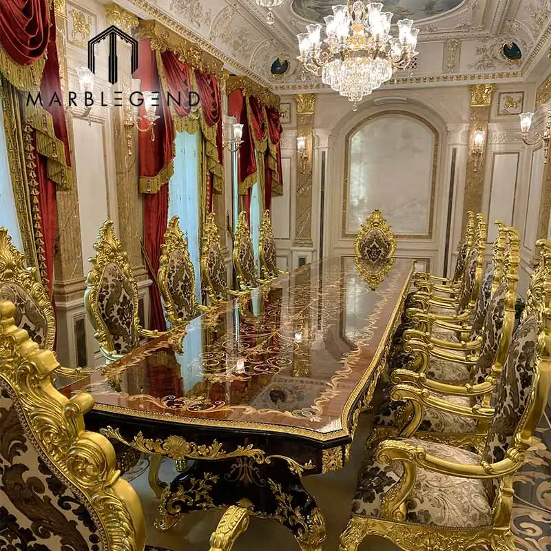 Fabricants de meubles de salle à manger de luxe chinois sur mesure ensemble de table à manger de meubles royaux 8 places