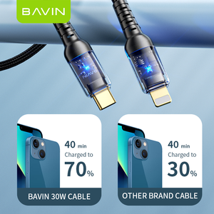 Bavin sıcak satıcılar PD 30W hızlı şarj tel aktarılması kalın telefon şarj kablosu tip-c veri USB kablosu - Product Image 6