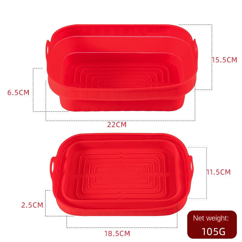 Assiette rectangulaire pliante frite (rouge)