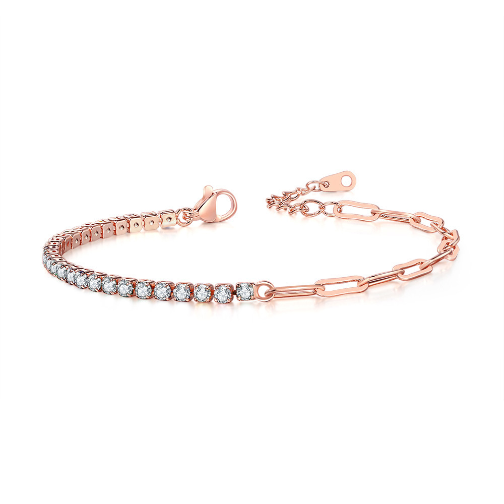 2.5mm rose gold white stone