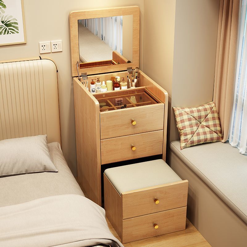Natural wood color rubberwood dressing table