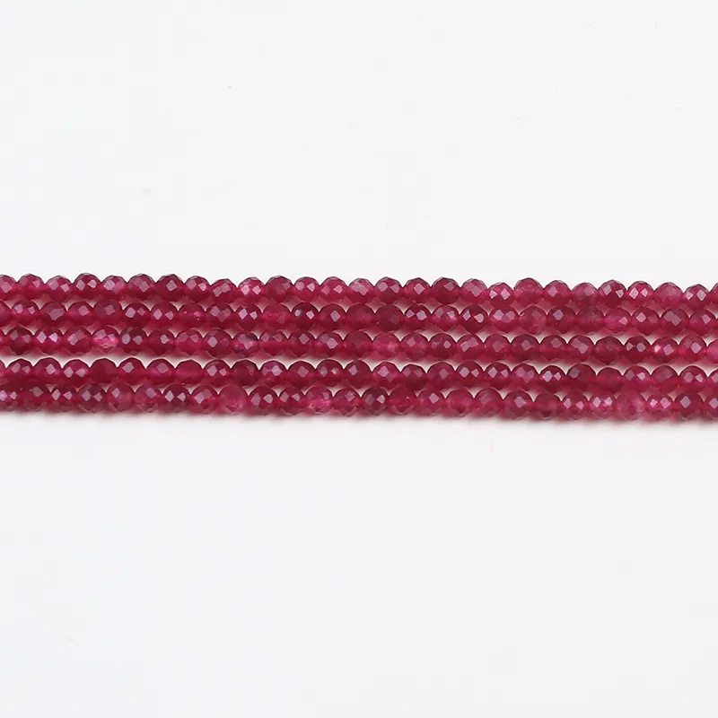 2 millimetri rotonda garnet & colore rosso rubino sfaccettato perline di pietra