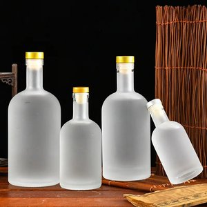 折扣价200毫升375毫升500毫升透明磨砂饮料果汁冰酒玻璃瓶塞
