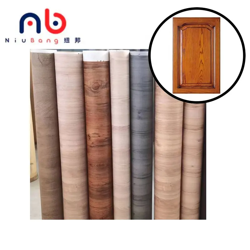 Hoja de PVC de diseño de grano de madera grande para prensa de membrana de vacío para decoración de muebles rollo de película decorativa de PVC