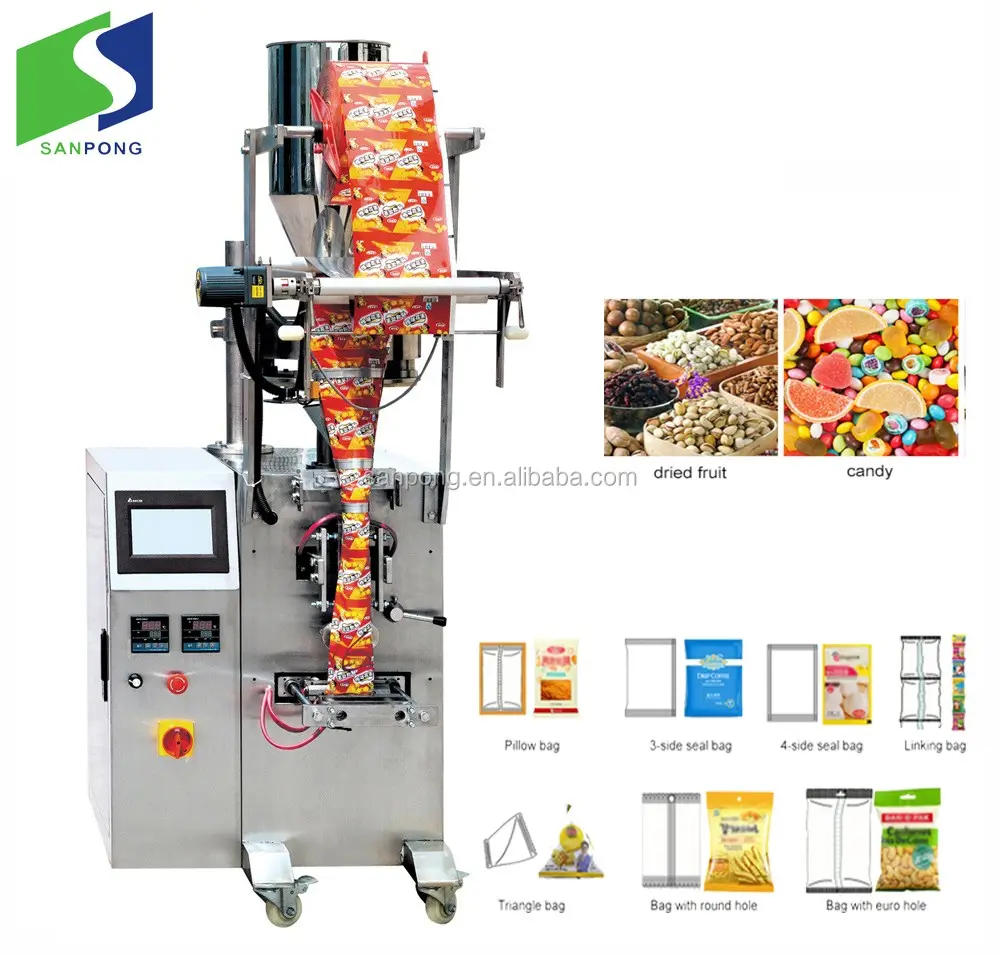 Automática Multi-Cabeza de gránulos de bola de masa de llenado Vertical de la línea de producción de plátano de la máquina de embalaje