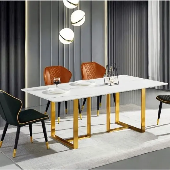Salle de Restaurants et chaises de luxe Table à manger résistante aux hautes températures, ensemble de Table à manger pour 4 chaises salle à manger moderne