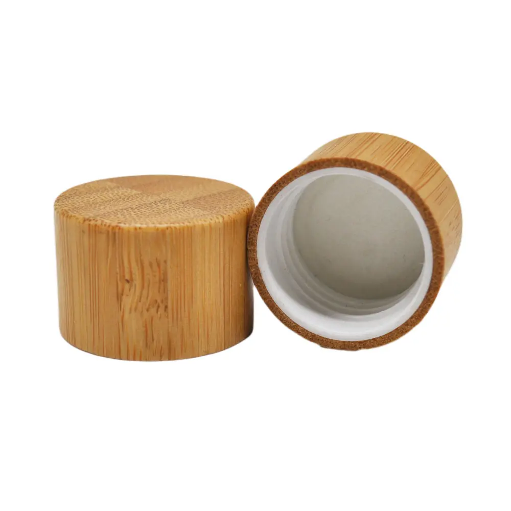 Bamboo Cap Glass Essential Oil Bottle Cap 18 Mm Wooden Cap With Drops Plug For Essential Oil Packaging