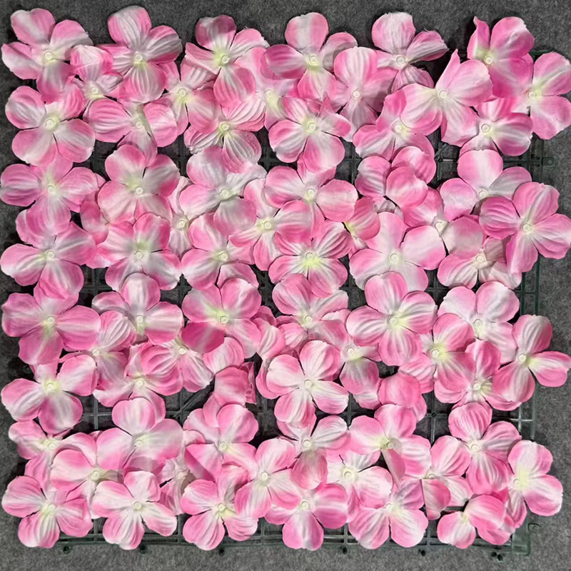 Haie d'hortensias roses