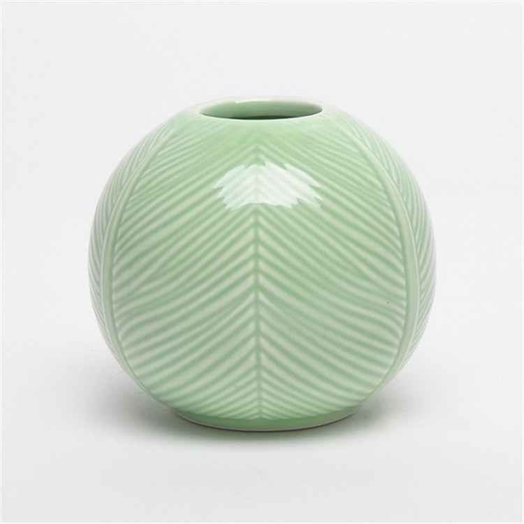 Desktop interior round ceramic ikebana  vases  glazed flora football shape centerpiece vase for weddings countertop