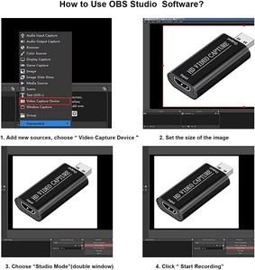 USB视频采集卡HDMI USB 2.0视频采集器记录1080P30Hz用于直播PS4游戏DVD摄像机记录 - Product Image 3