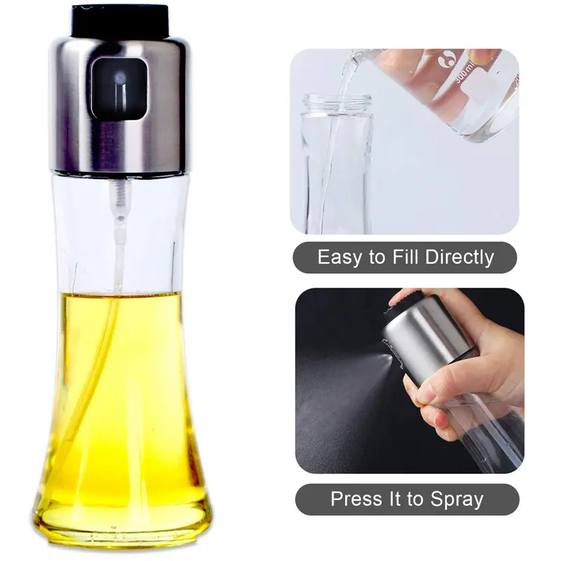Spruzzatore di vetro bottiglia di spruzzatore di olio Spray di olio d'oliva per cucinare la bottiglia della pompa di cottura della cucina