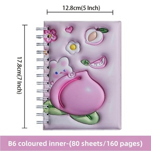 B6 Spiral Soft Cover Fruits and Rabbit <strong>Notebook</strong> with Colored Loose-leaf Paper Student Horizontal Line <strong>Exercise</strong> Book 80 Sheets - Product Image 3