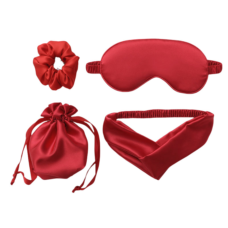 Ensemble 4 pièces - sac de rangement rouge - bandeau pour cheveux - anneau pour cheveux