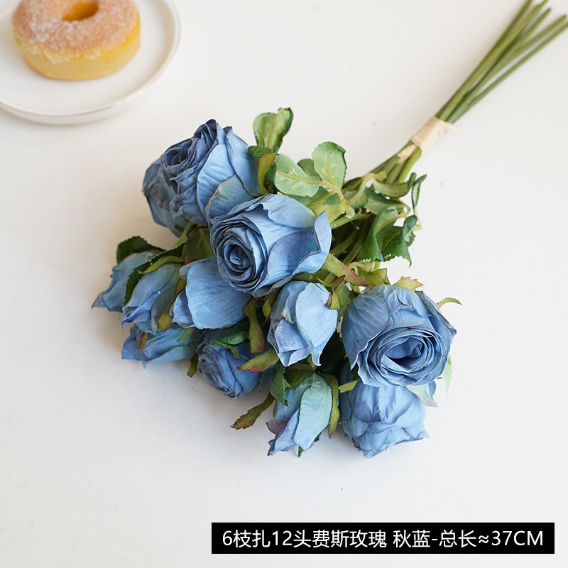 Autumn blue -6 branches tie 12 firth roses