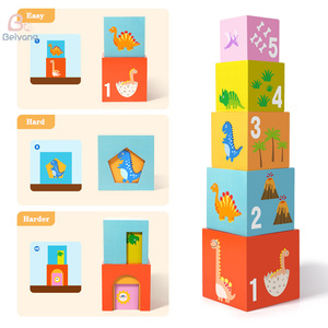 Yeni Montessori ahşap oyuncak çocuklar şekil sıralama kutusu hayvan biliş oyuncaklar istifleme küp numarası öğretici oyuncaklar - Product Image 6