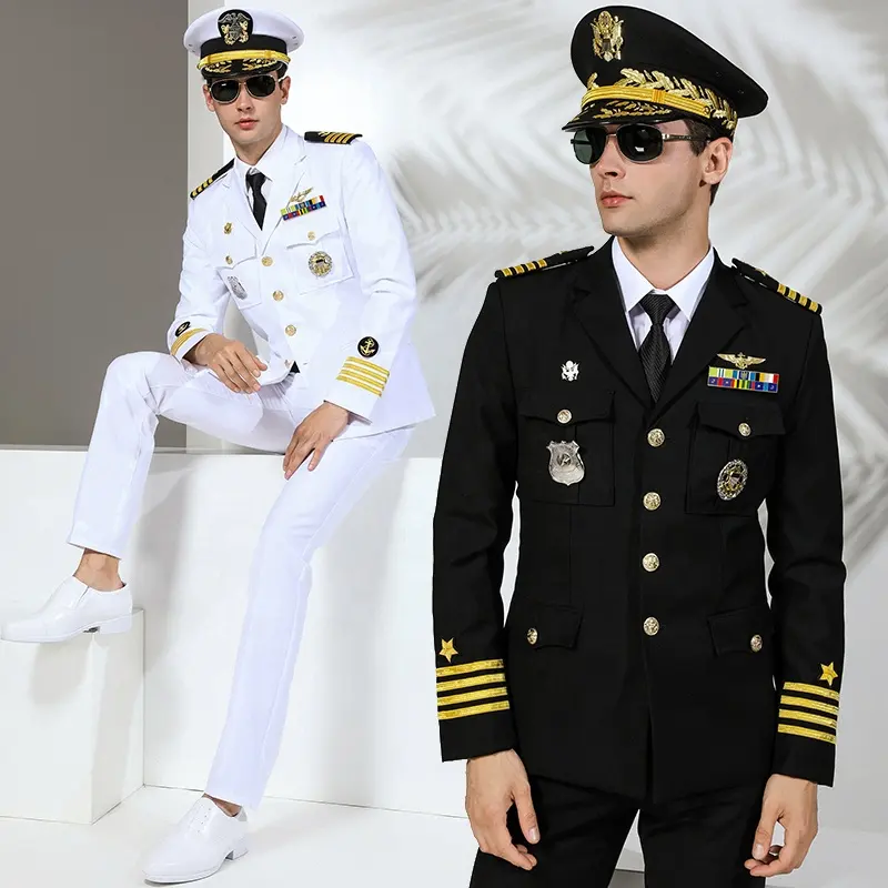 Wholesale Custom Security Commander Officers Dress White Jacket Officer Uniform